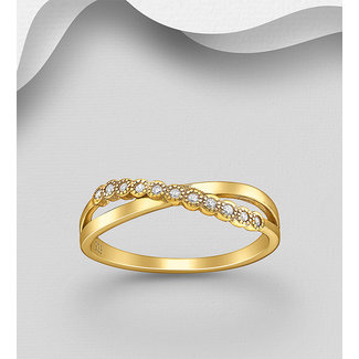 Sterling Gold over Sterling Twist Ring with Cubic Zirconia - FINAL SALE