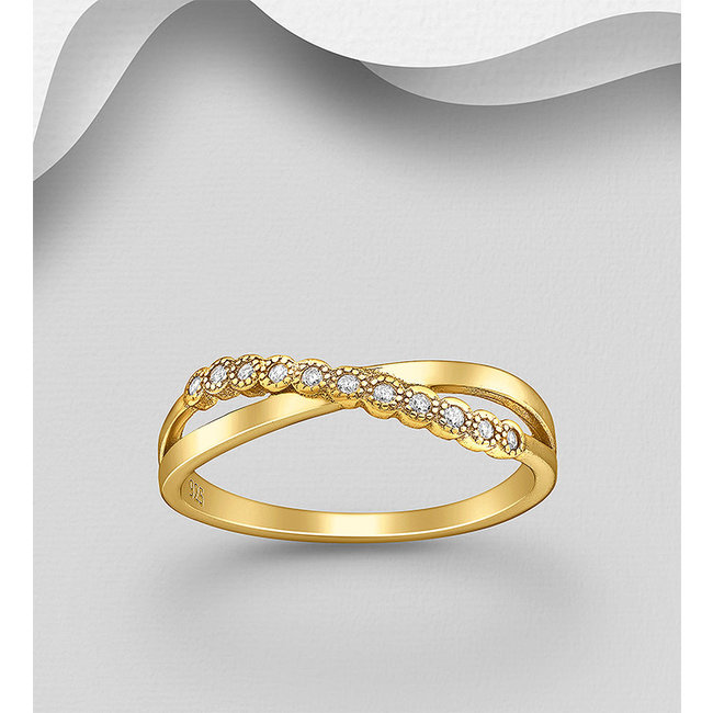 Sterling Gold over Sterling Twist Ring with CZ