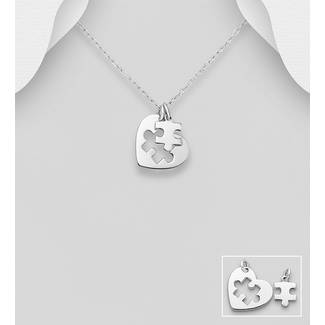 Sterling Sterling Silver Heart Jigsaw Necklace - FINAL SALE