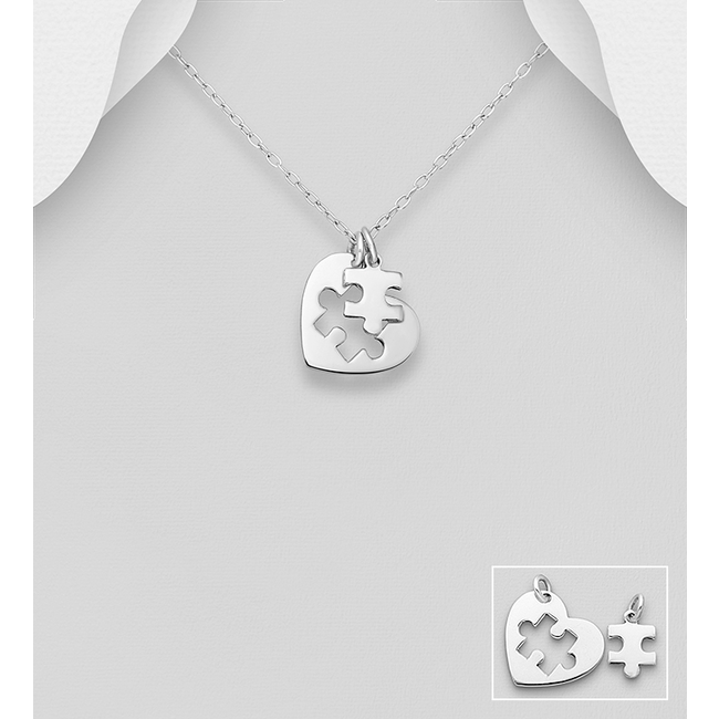 Sterling Sterling Silver Heart Jigsaw Necklace - FINAL SALE