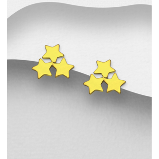 Sterling Gold over Sterling Silver Studs - Triple Stars