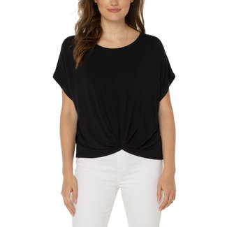 Liverpool Los Angeles Twist Front Dolman Sleeve Knit Tee (Available in Black or White)
