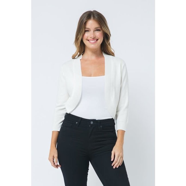 Lily Bolero Cardigan in White Cameron Rose