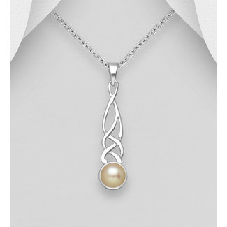 Sterling Sterling Celtic Necklace with Fresh Water Pearl (more colours)