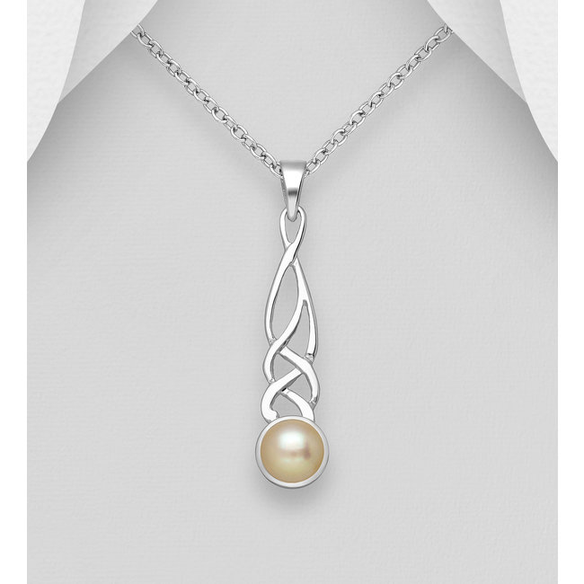 Sterling Sterling Celtic Necklace with Fresh Water Pearl (more colours)