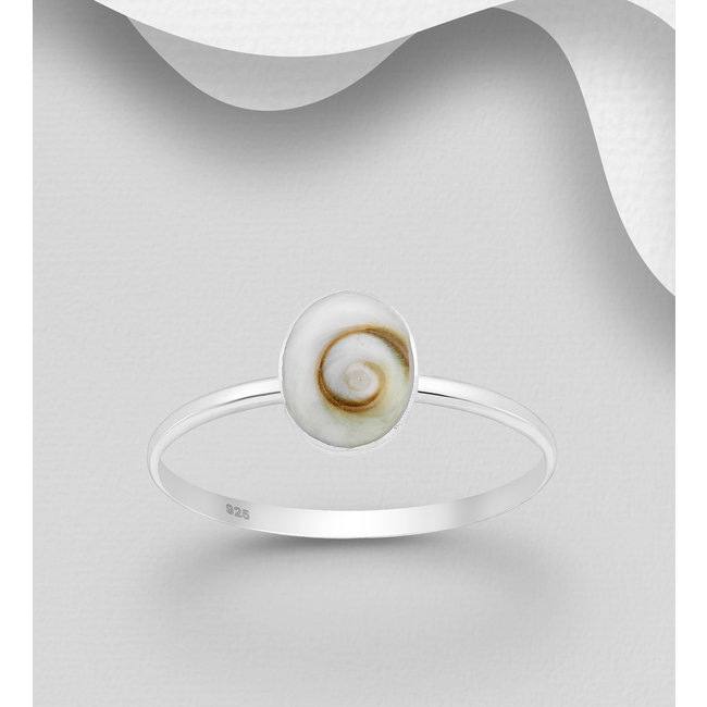 Sterling Sterling Ring-Oval Eye of Shiva  Shell