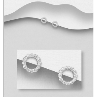 Sterling Studs-Sterling Circle of Cubic Zirconia