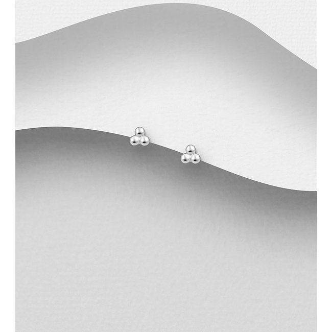 Sterling Studs-Sterling Three Ball Earrings