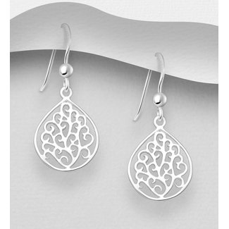 Sterling Drops-Sterling Filigree Oval Earrings