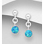 Sterling Drops-Sterling Silver Circle Dangle Blue Opal