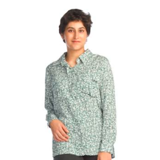 Papillon Florence- Floral Collared Blouse in Green