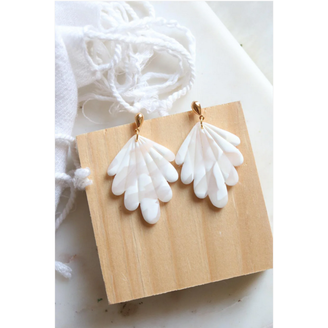 Petal & Posy Plume Earrings in Scattered White