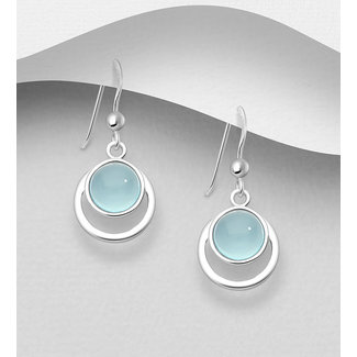 Sterling Sterling-Blue Chalcedony Drop Earrings