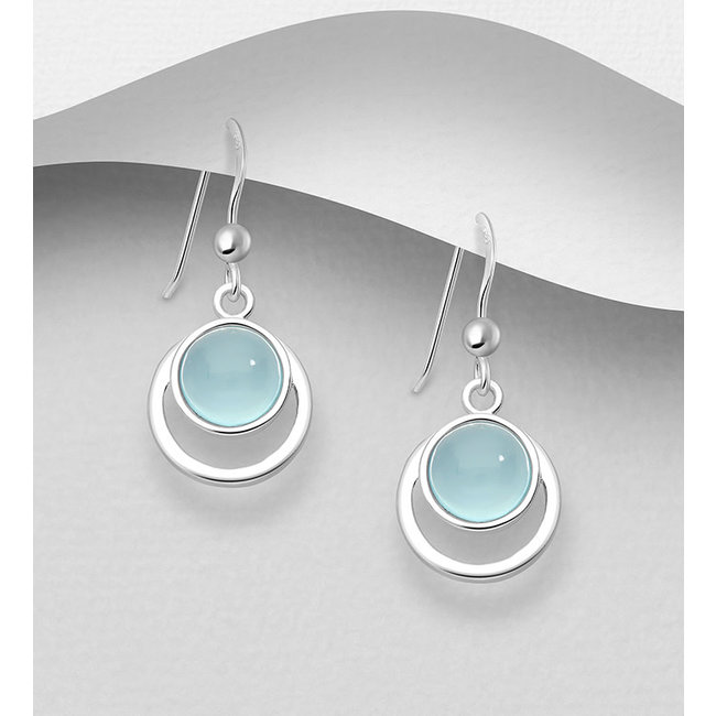 Sterling Sterling-Blue Chalcedony Drop Earrings