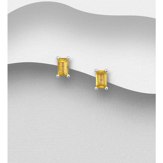 Sterling Rectangular Gemstone Studs (more colours)