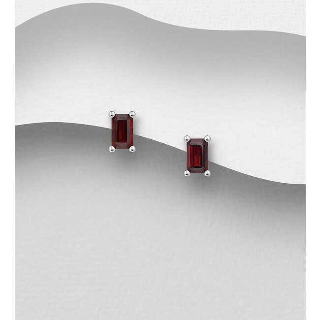 Sterling Rectangular Gemstone Studs (more colours)