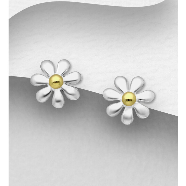 Sterling Studs - Sterling Silver & Gold  Daisies