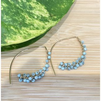 Cristy's Gold Gemstone Cluster Earrings - Larimar - FINAL SALE