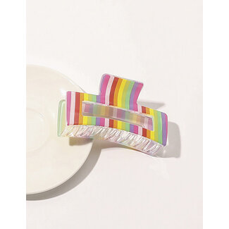 E&S Accessories Rectangular Hair Claw - Rainbow