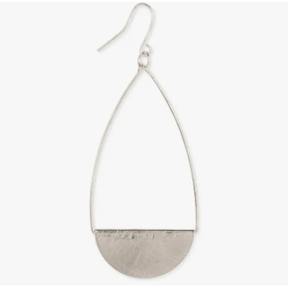 Zad Brushed Silver Teardrop Earring