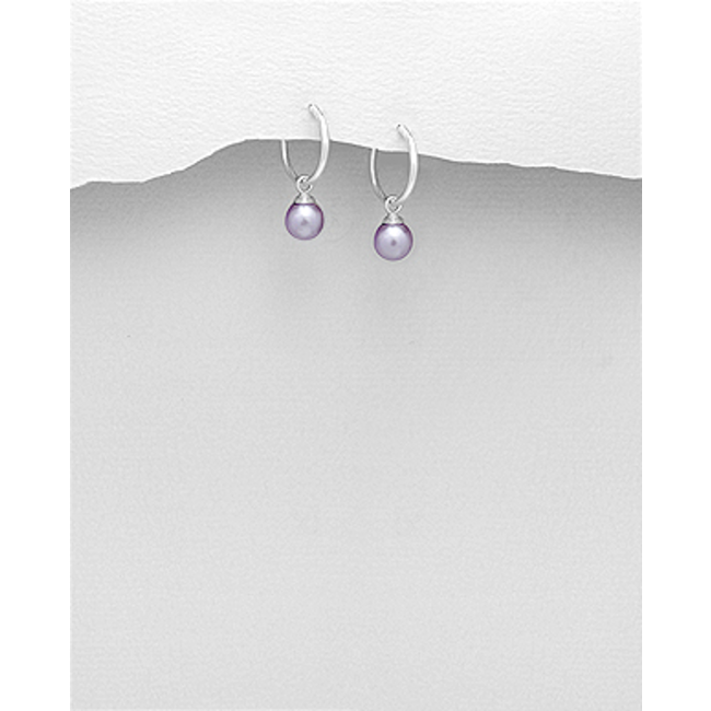 Sterling Sterling Silver Hoop with Small Pearl (more colours)