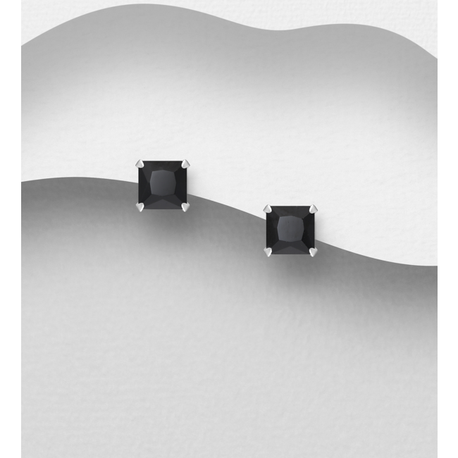 Sterling Studs- Square Cubic Zirconia Earrings