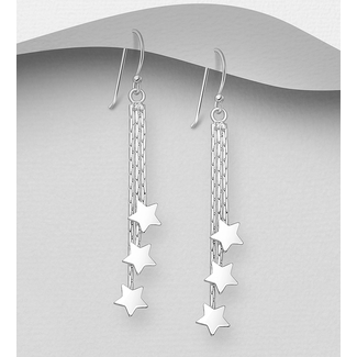 Sterling Sterling Stars on Chains-Drop earrings