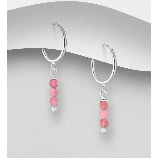 Sterling Silver Hoops with Gemstones (more colours)