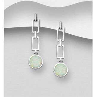 Sterling Silver Link Opal Drop Earrings (more colours)