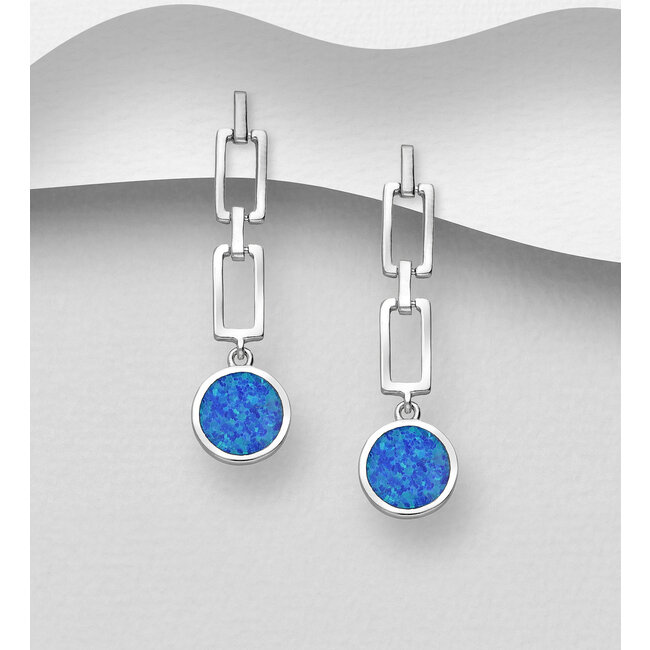 Sterling Silver Link Opal Drop Earrings - FINAL SALE