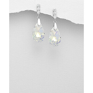 Sterling Sterling & Austrian Crystal Drop Earrings with Cubic Zirconia