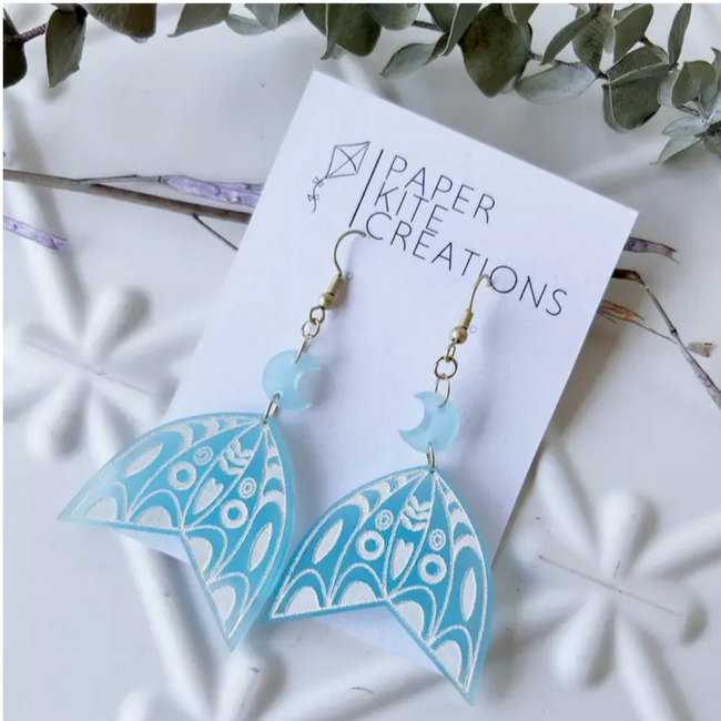 Paper Kite Creations Blue Dangle with Painted White Details - FINAL SALE