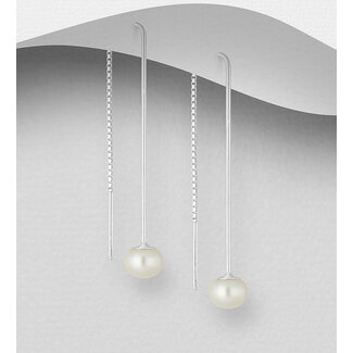 Sterling Threader Earrings with Freshwater Pearl