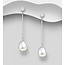 Sterling Drop Earrings - Long with Pearl and Cubic Zirconia