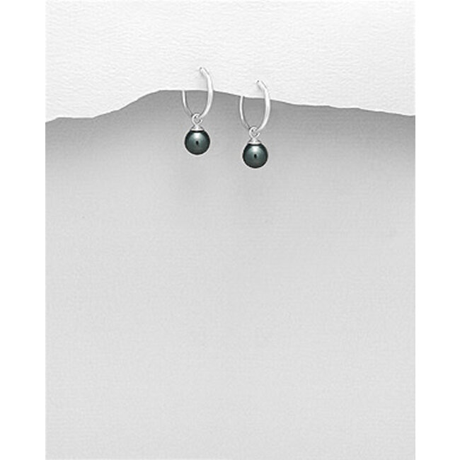 Sterling Sterling Silver Hoop with Small Pearl (more colours)