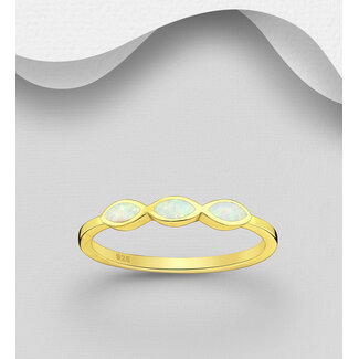 Sterling Gold Plated Silver Ring with Opals