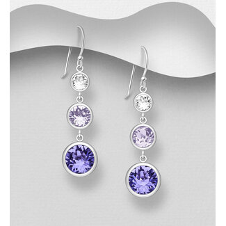 Sterling Sterling Drop Earrings with Three Austrian Crystals (more colours)