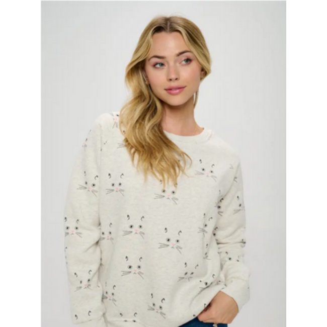 Kitty Faces Print Sweatshirt