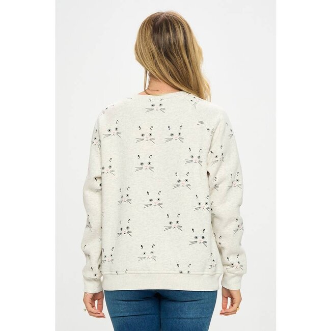 Cat Whiskers Print Sweatshirt