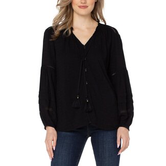 Liverpool Los Angeles Long Sleeve Pop Over Shirred Blouse