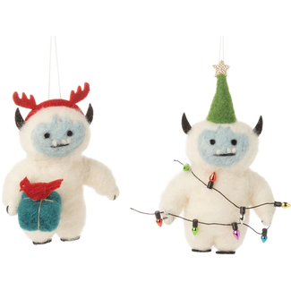 Felt Yeti Ornaments (2 designs)