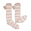 Coffee Shoppe Slipper Socks Stripe Pom Pom Peach Pink Stripe