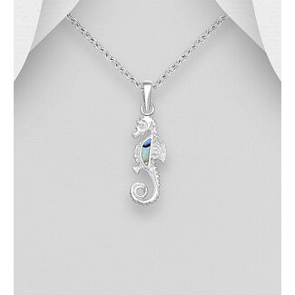 Sterling Sterling Necklace-Seahorse with Abalone