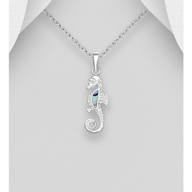 Sterling Sterling Necklace-Seahorse with Abalone