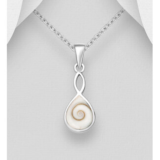 Sterling Sterling Necklace-Swirl Pendant with Eye of Shiva