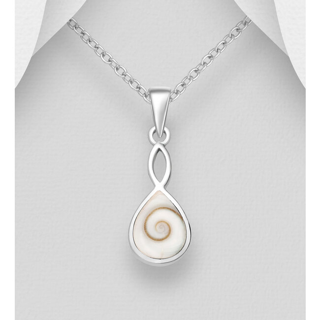 Sterling Sterling Necklace-Swirl Pendant with Eye of Shiva