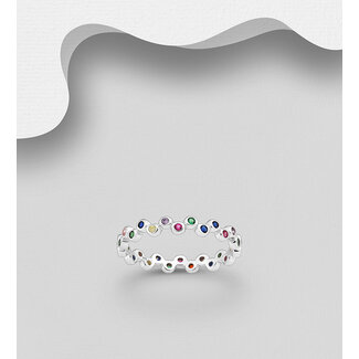 Sterling Sterling Ring - Multi Colour Cubic Zirconia