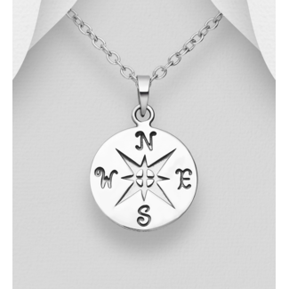 Sterling Sterling Necklace-Compass Symbol