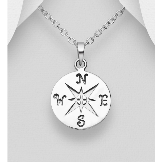 Sterling Sterling Necklace-Compass Symbol