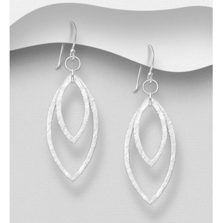 Sterling Sterling Drop Earrings-Matte Silver Ovals